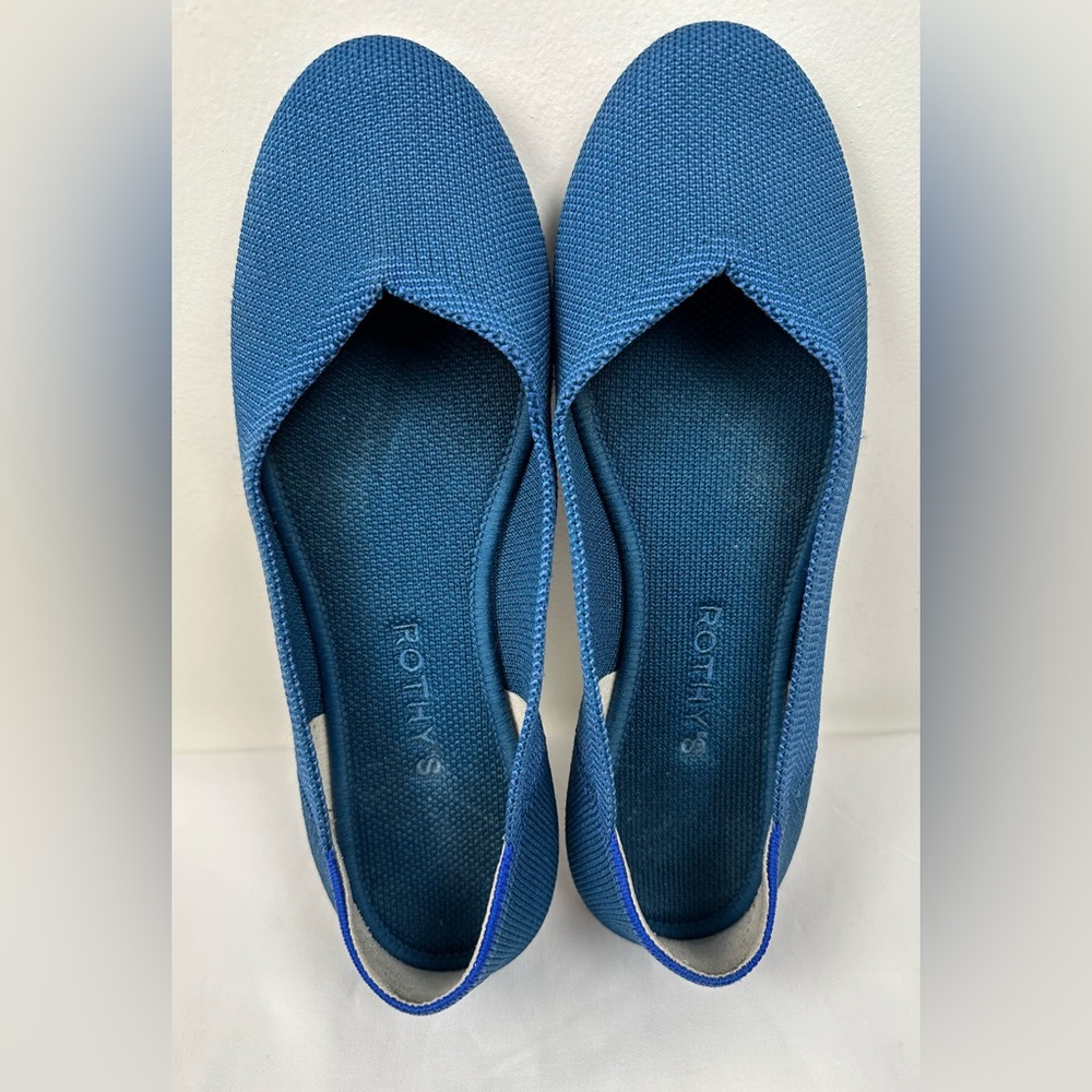 Rothy’s The Flat Deep Ocean Blue Knit Ballet Flats Women’s Size 8 Washable